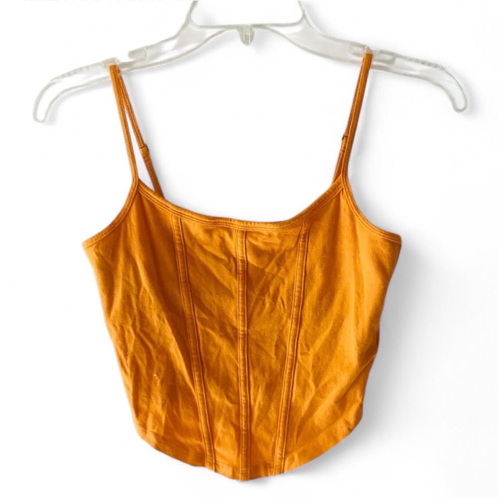 HOLLISTER ORANGE CORSET CROP TANK TOP SPAGHETTI STRAPS STRETCH SIZE SMALL